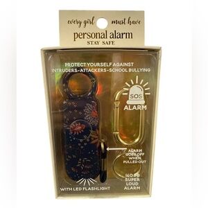 Simply Southern Navy Floral Personal Alarm with Gold Carabiner